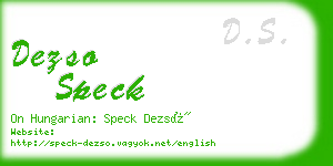 dezso speck business card